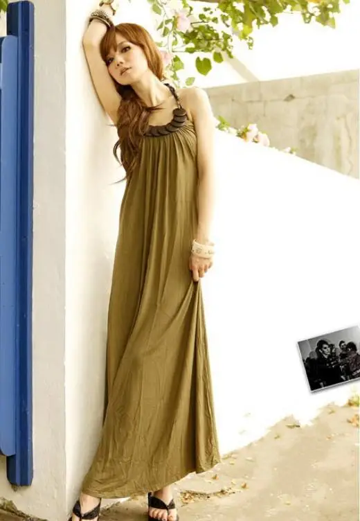 JOYINPARTY 2017 Women fashion casual long bohemian dresses Sexy cotton wood beading halter maxi beach dress White Green Black | Женская