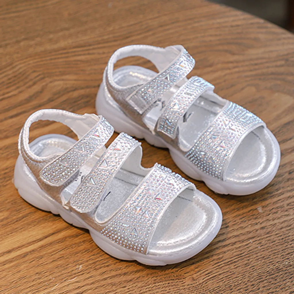 Обувь с кристаллами для маленьких девочек шикарная Летняя обувь принцессы