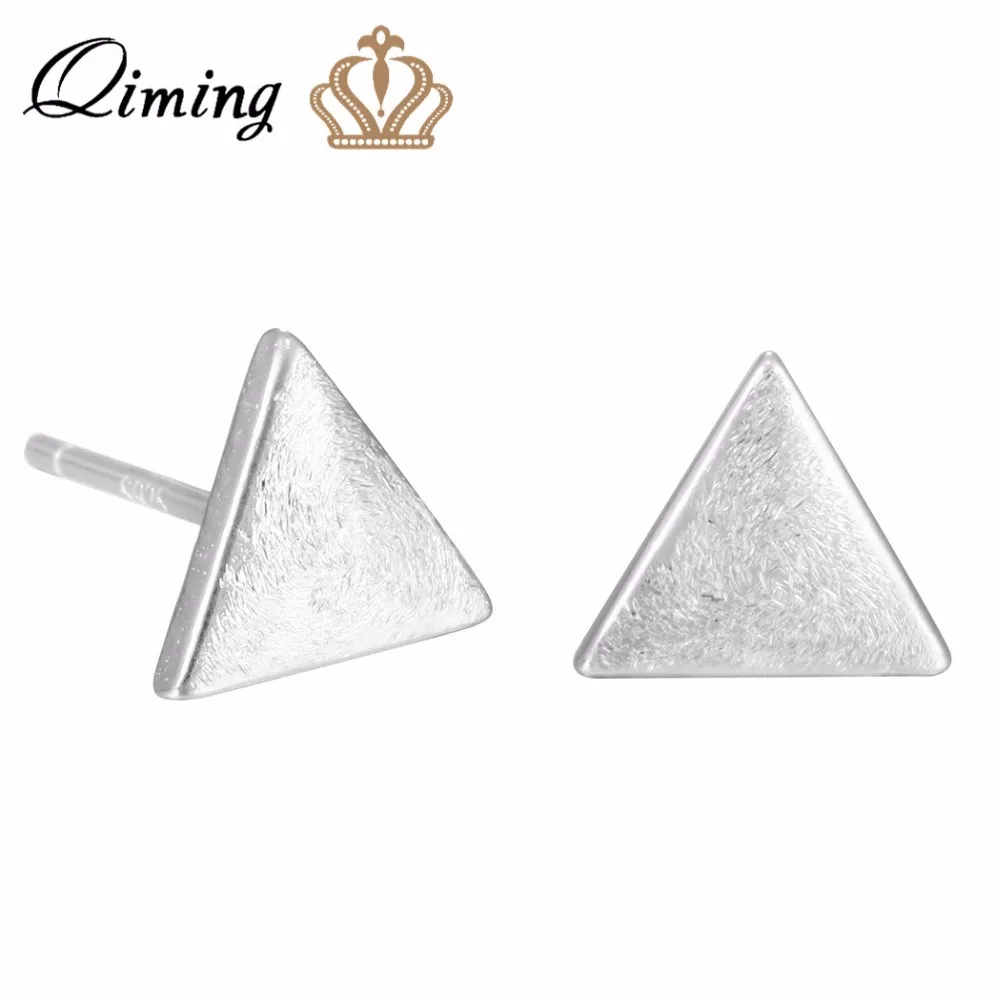 Модные треугольные серьги гвоздики QIMING в стиле бохо для женщин и девушек простые