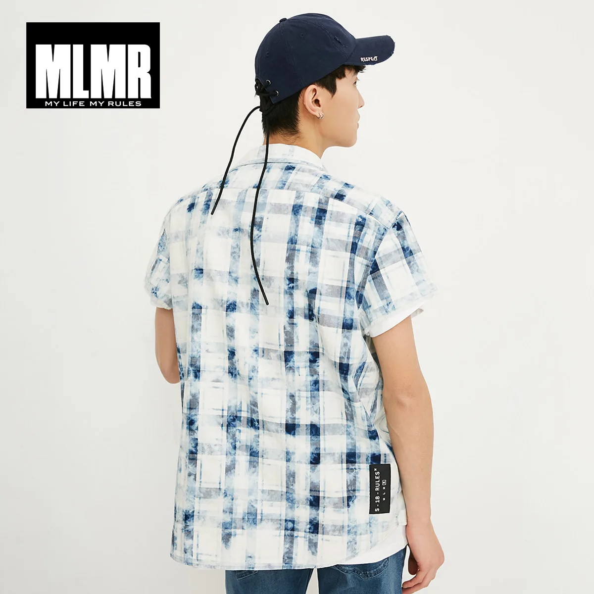 MLMR men's spring and summer new cotton loose popular semi V neck slim short sleeved shirt |218204501|Повседневные рубашки| |