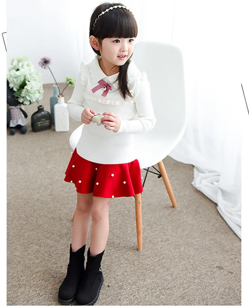 Роскошные детские юбки с рюшами и жемчужинами весенне-осенняя повседневная