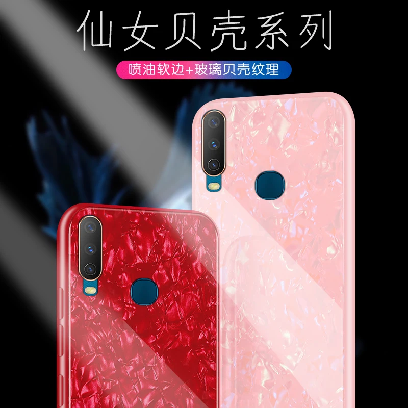 For Vivo Y15 2019 Y 15 Case Luxury Tempered Glass Hard Back Cover Soft Frame Shockproof Phone Skin |