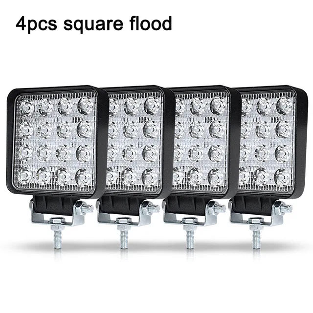 4PC 48W Square Flood 4 дюйма 48 Вт светодиодный рабочий светильник прожектор точечная лампа для грузовика Lada прицеп внедорожник внедорожная лодка 12 в 24 В 4WD автомобильный Стайлинг противотуманный светильник s - Цвет: 4PC 48W Square Flood