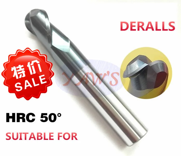 R3.0 * 6*12*50 HRC50 твердосплавный шаровый наконечник фрезы 2 флейты концевые покрытие: