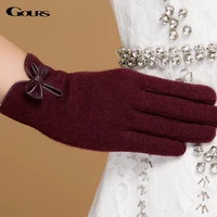 gours winter women wool cashmere gloves fall new fashion brand mittens black warm driving gloves 3 style 4 color gsl059