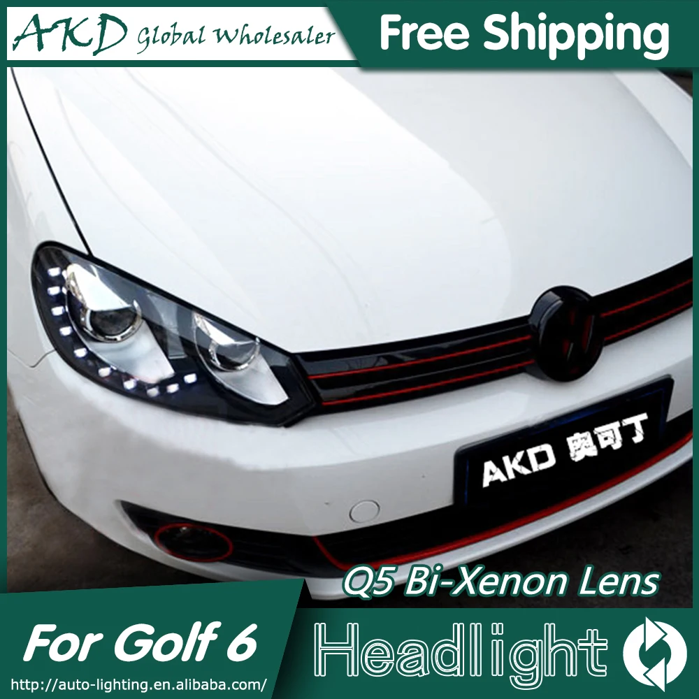 AKD автомобильный Стайлинг для VW Golf 6 фары Volks wgen Golf Mk6 светодиодный фонарь DRL Bi Xenon объектив Высокий Низкий луч парковка противотуманная фара