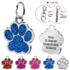 Персонализированная идентификационная бирка для собак с защитой от потери, 6 цветов, стальная Выгравированная бирка для собак, собачья лапа с принтом, аксессуары для собак со свободным свистком