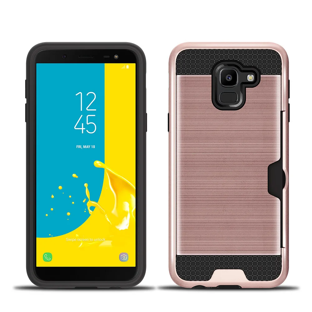 Прочный чехол для samsung Galaxy J6 2018 металлический цвет слот карты бронированный |
