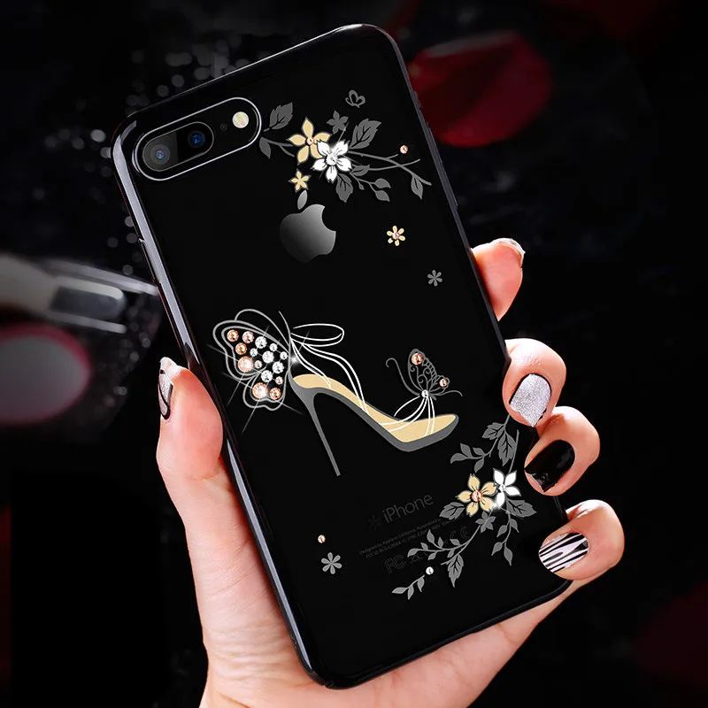 KAVARO для iPhone 7 8 Plus кристаллами от Swarovski Алмазный Блеск цветочный чехол плюс крышка
