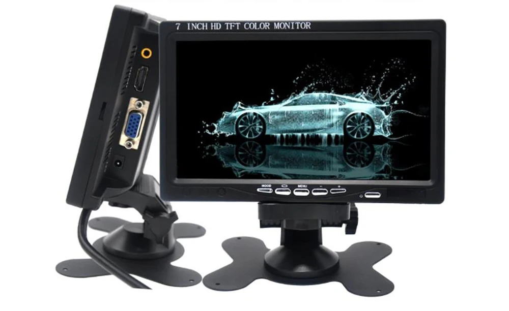 Uvusee 7 дюймов 1024x600 TFT цветной lcd AV автомобильный монитор заднего вида с HDMI VGA AV входом CCTV монитор безопасности+ пульт дистанционного управления
