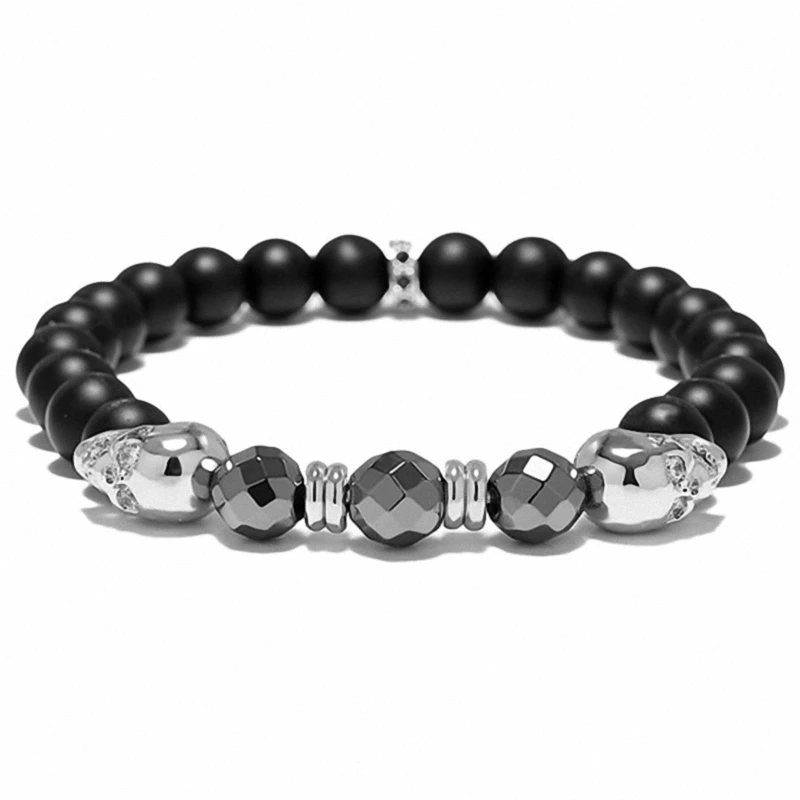 Natural Frosted stone and titanium metal Male bracelet Ancient modern Jewelry gift Fashion Classic Free posttic b | Украшения и