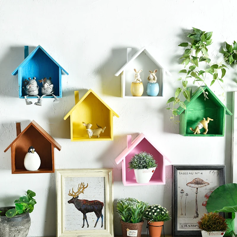 Подвесные полки в стиле ретро декор для комнаты стеллажи хранения симпатичная