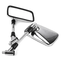 motorcycle mirror 10mm pair universal chrome rectangle scooter side mirrors rear view moto accessories utv for pcx 125 vespa