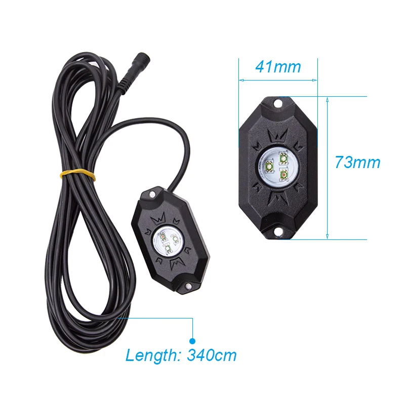 4 шт. музыкальный мини Bluetooth RGB светильник рок-свет DRL с чипом Cree для Jeep Wrangler