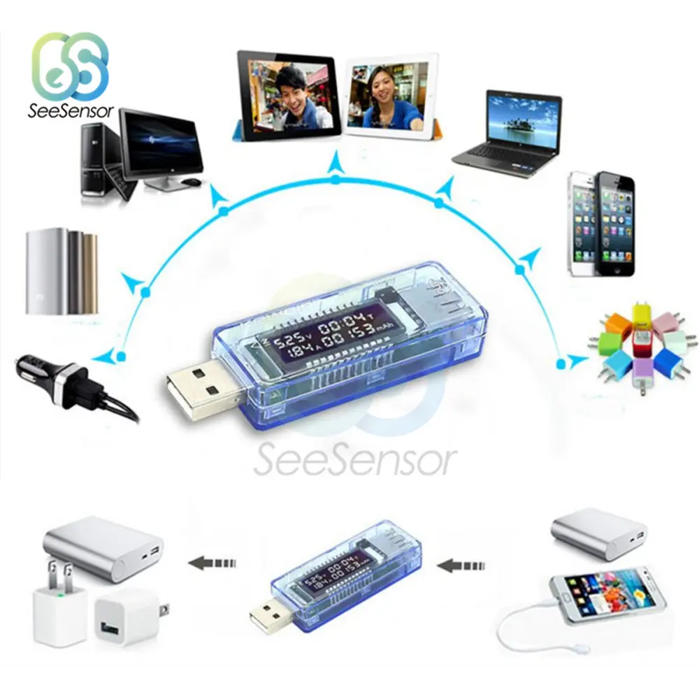 USB-тестер для аккумуляторов вольтметр внешний аккумулятор диагностический