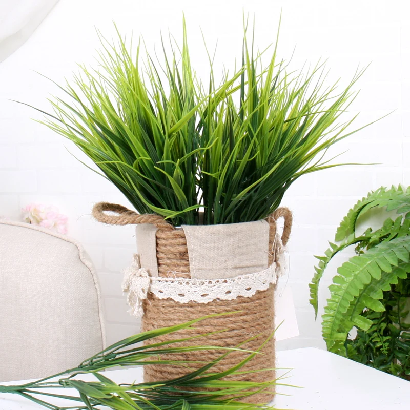 

7Fork Green Grass Artificial Tree Plants Bouquet Plastic Flower Fake Leaf Foliage bunch Household Wedding Living Room Home Decor