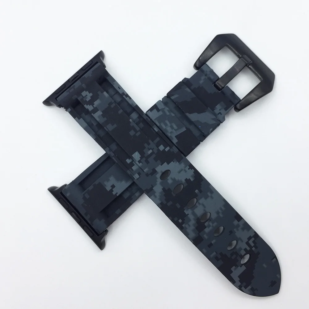Силиконовые ремешки для часов с камуфляжным узором для Apple Watch Series 5 4 3 2 1 40 мм 44 мм, ремешок для часов iWatch 38 мм 42 мм - Цвет ремешка: Black
