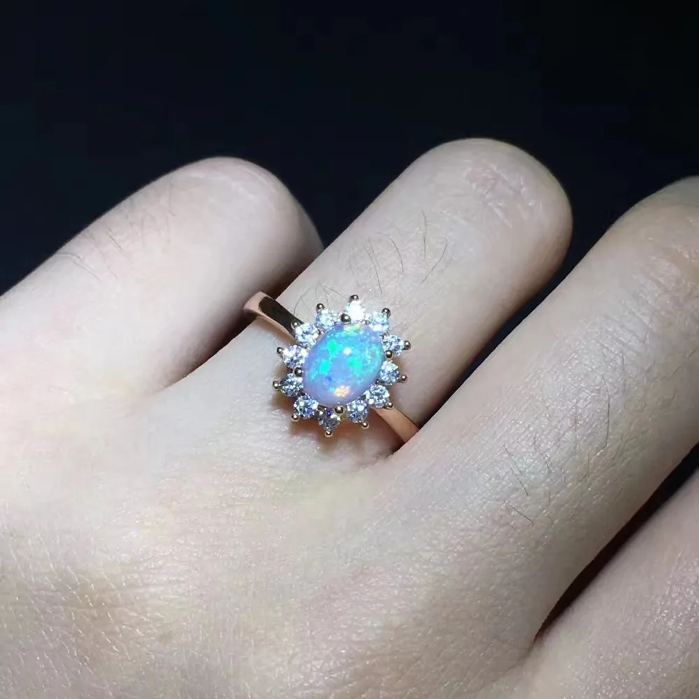 Женское кольцо из серебра 925 пробы с разноцветным опалом|fine jewelry|gemstone rings silvergemstone