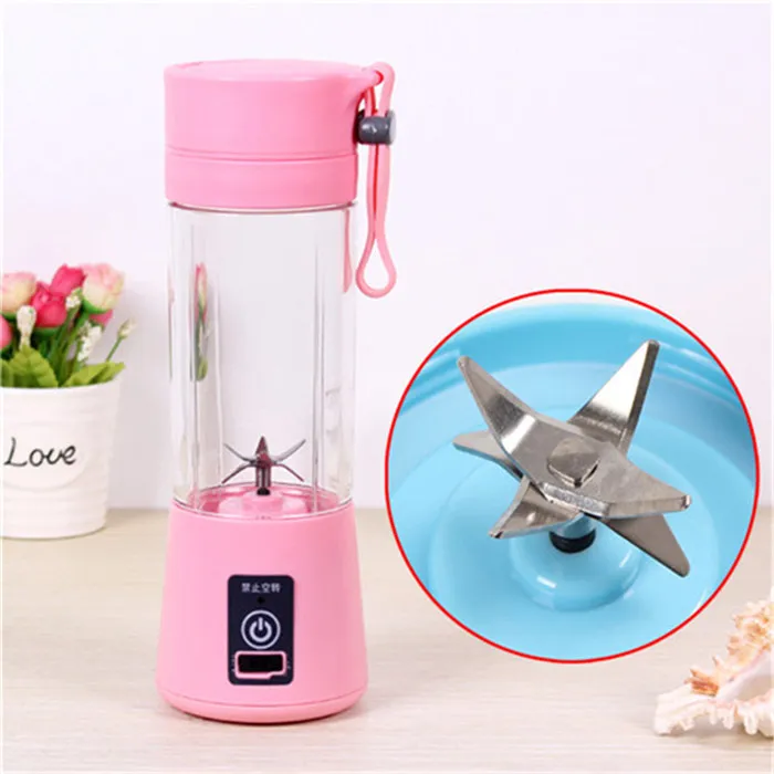 Six Blades Pink 400 мл, портативный блендер для сока, USB соковыжималка, чашка, Многофункциональный миксер для фруктов, шесть лезвий, миксер, смузи, детское питание, Прямая поставка - Цвет: Six Blades Pink
