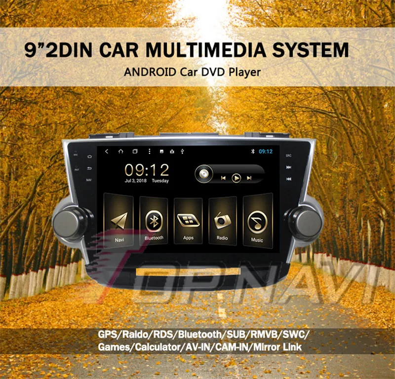 1 din Авторадио 10,1 дюймов Android 8,1 для Toyota Highlander 2008 2009 2010 2011 2012 2013 Автомобильный gps мультимедийный стерео без DVD