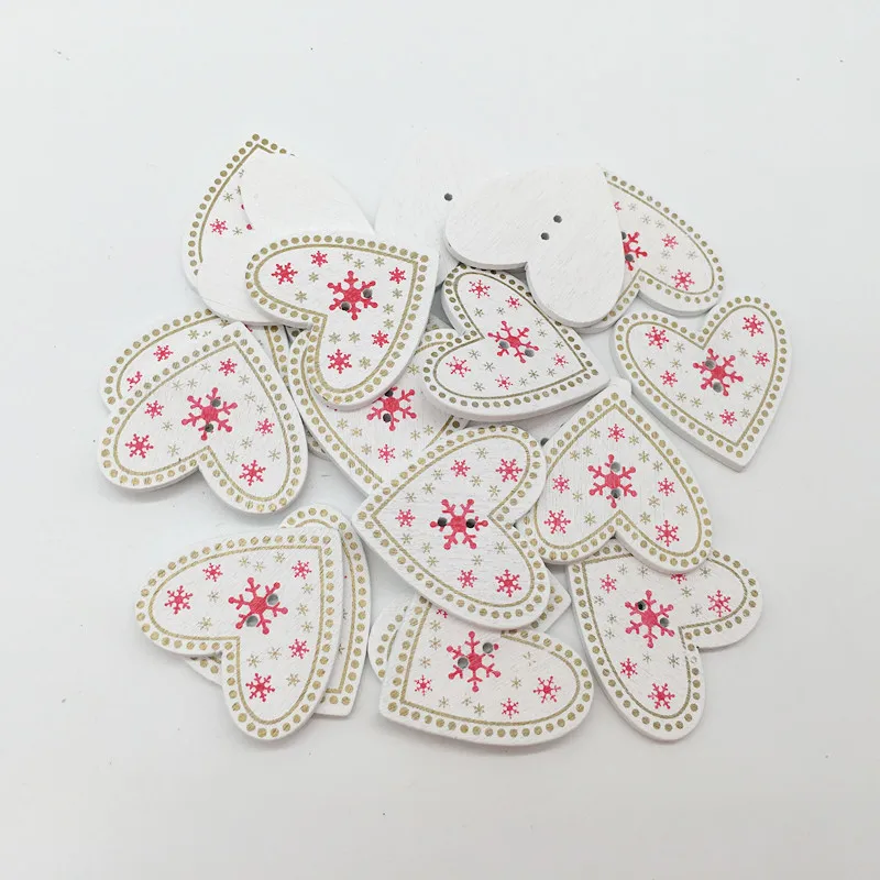 33x34mm 50 шт. в форме сердца деревянные пуговицы для творчества принадлежности для скрапбукинга «сделай сам» Chirstmas кнопку древесины для Костюмы botones decorativos - Цвет: 33x34mm