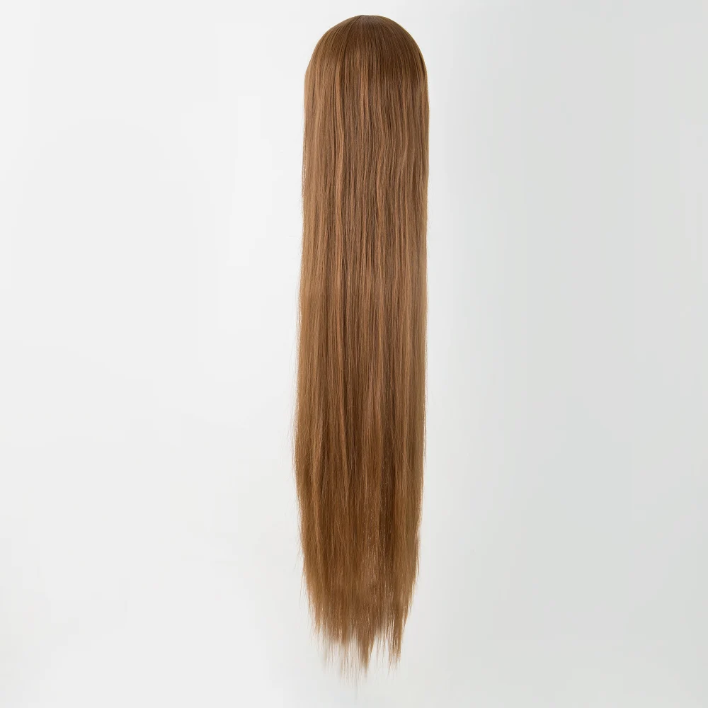 Light brown Fei-Show синтетический термостойкий волоконный костюм для Хэллоуина, карнавальный салон, длинный прямой белый парик 100 см/40 дюймов - Цвет: Light brown