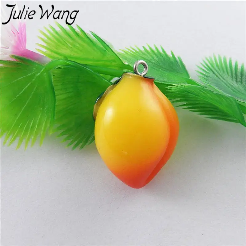 Julie Wang 5 шт. подвеска из смолы манго персик фрукты серьги фурнитура для