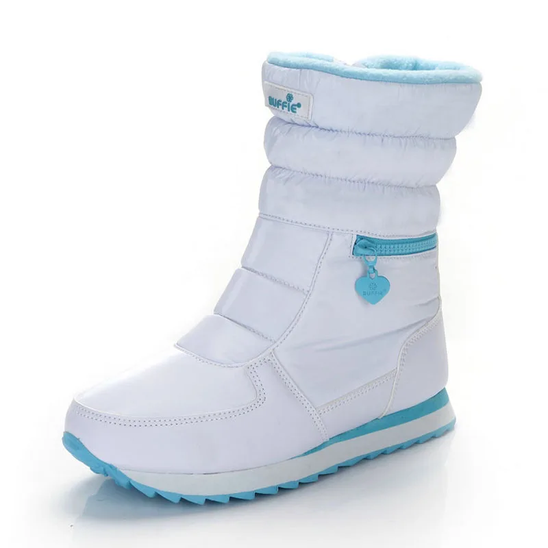 Белый BeckyWalk/ г. Новые женские зимние ботинки Нескользящая Водонепроницаемая зимняя обувь до середины икры женская утепленная обувь с хлопковой подкладкой WSH3097 - Цвет: Белый
