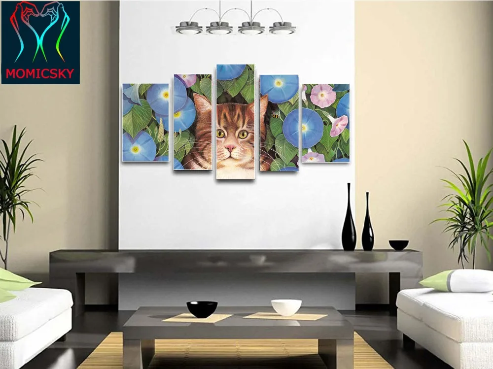 5 комплектов DIY картины маслом цифровой три декоративная живопись Лили Cat цветная