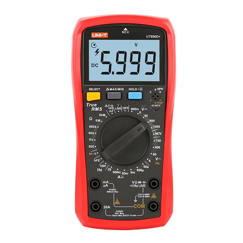 UT890D UNI-T UT890C/UT890D+ 6000-граф true RMS Цифровые мультиметры разработаны с большим ЖК-дисплеем(только UT890C+ температурный зонд - Цвет: UT890D