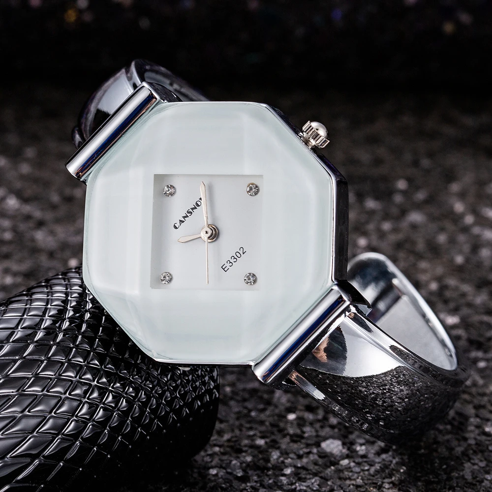 Роскошные женские кварцевые часы с браслетом из нержавеющей стали уникальной