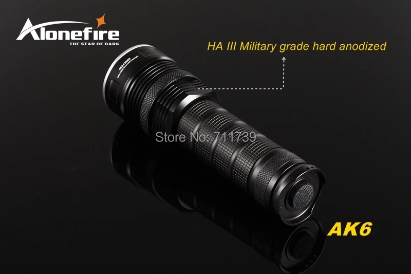 AloneFire AK6 CREE XM-L2 LED 5 режимов супер верхний луч облучения фонарик для 26650