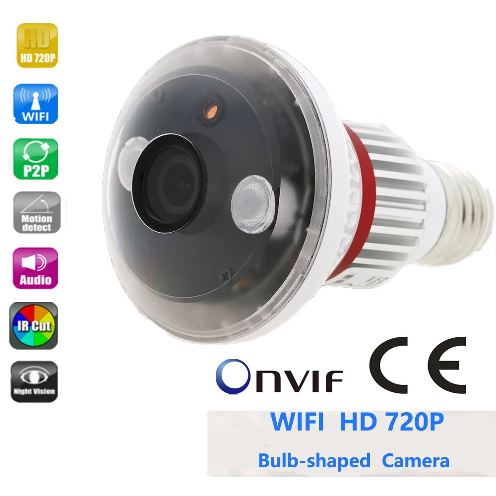 BC 780C HD 720P WiFi лампочка P2P IP сетевая камера с 2 шт. IR LED Array поддержка беспроводных