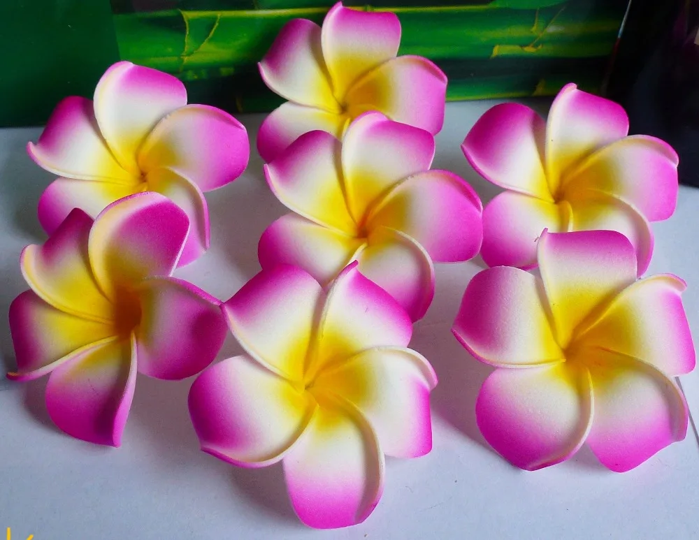 100 X Rose Red Plumeria flower Hawaiian Foam Frangipani Flower wedding party decor 6cm(2-1/2) no clip