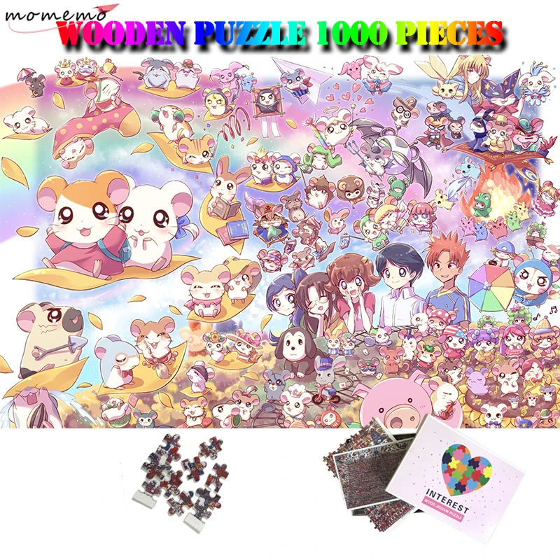 

Пазлы MOMEMO Hamtaro из 1000 частей, деревянная игрушка-пазл, игра-пазл для взрослых, милый мультяшный хомяк, 1000 шт., деревянные головоломки, игры