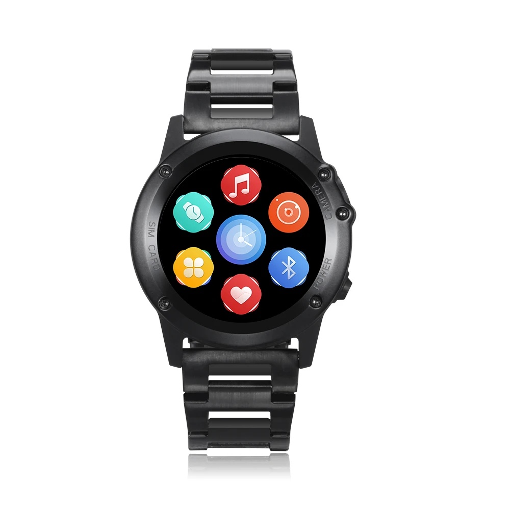 black steel H1 3g wifi Смарт-часы телефон Android4.4 MTK6572 1,39 дюймов 400*400 AMOLED gps IP68 Водонепроницаемые Смарт-часы с камерой 2,0 для мужчин - Цвет: black steel
