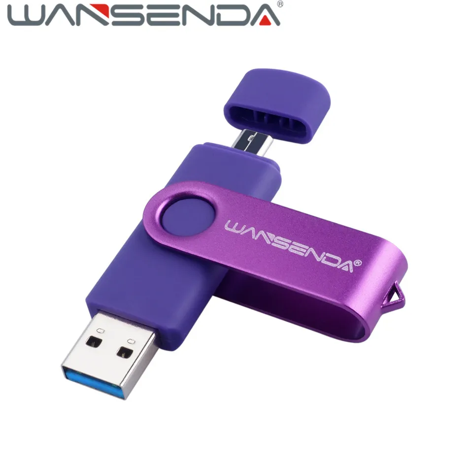 Purple Горячая распродажа! флеш-накопитель WANSENDA 128 ГБ USB 3,0 Android OTG, 64 ГБ, OTG 3,0, флеш-накопитель, 8 ГБ, USB флешка, 16 ГБ, флешка, 32 ГБ, USB карта памяти - Цвет: Purple