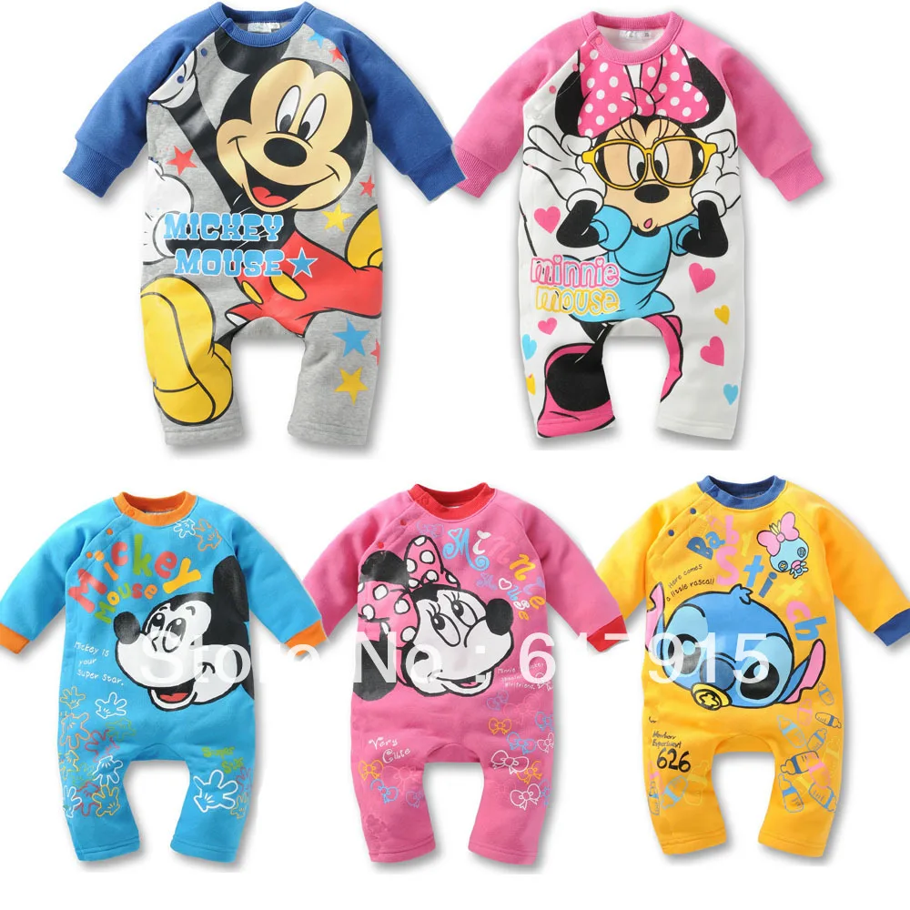 Горячая распродажа одежды для малышей: комбинезон на одно плечо с длинным рукавом и карикатурным принтом в 5 цветах, набор из 3 штук.