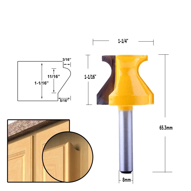 Router Bit 8 мм хвостовик двери держатель для губ w/3/1" Радиус маршрутизатор бит обрезки древесины фрезерный резак для резчик по дереву электроинструменты - Длина режущей кромки: Router Bit