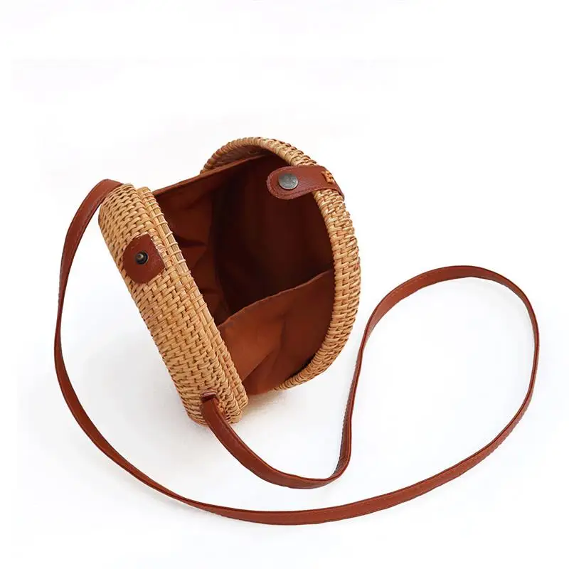 

Round Straw Crossbody Bag Handbags Women Summer Rattan Bag Handmade Woven Beach Circle Bohemia Handbag Shoulder Bag New Fashion