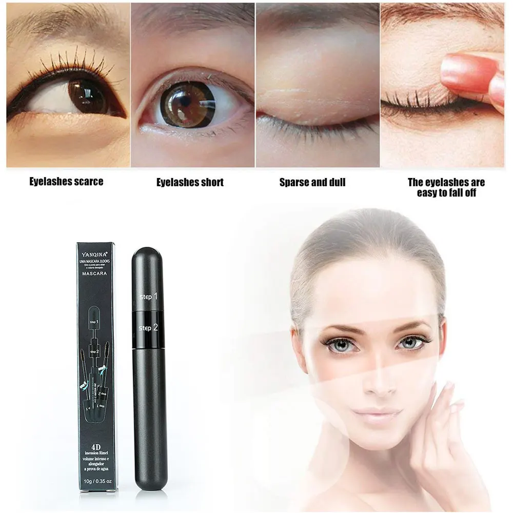 Aikimuse New Makeup 2in1 Stretch Warping Thick Waterproof Long Lasting Lengthen Eyelashes Easy Remove Mascara Beauty Eyelash |