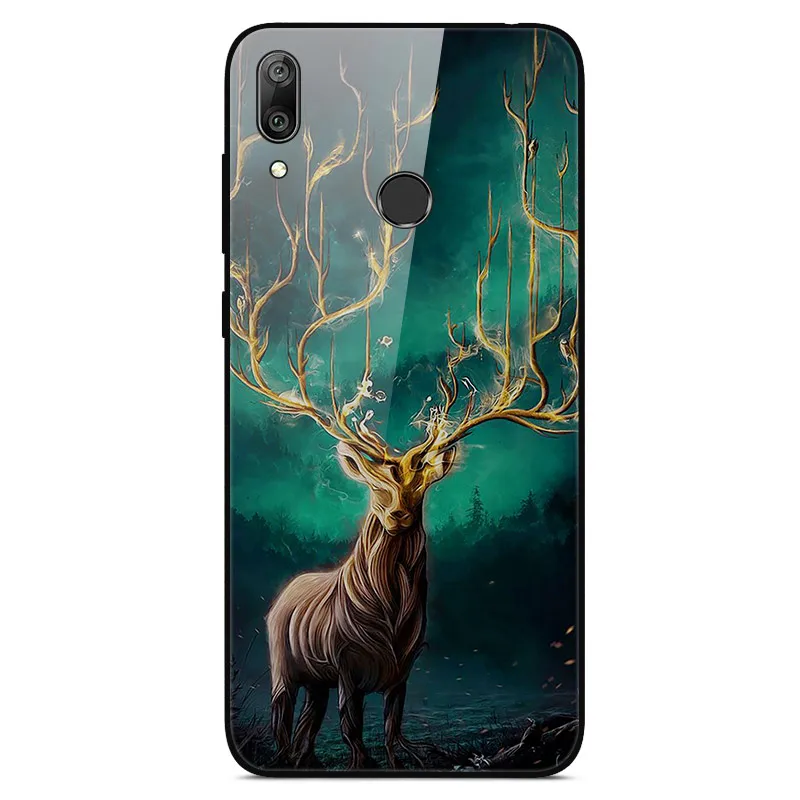 14 Чехол для телефона s для huawei Y7, жесткая задняя крышка из закаленного стекла для huawei Y7, чехол Y 7, мягкий бампер, художественный чехол 6,26 - Цвет: 14