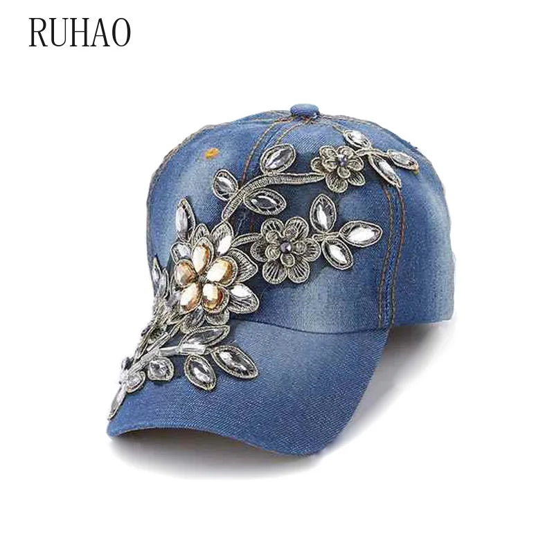 RUHAO Ретро бейсболка с цветами регулируемые Snapback шапки для женщин женская шапка