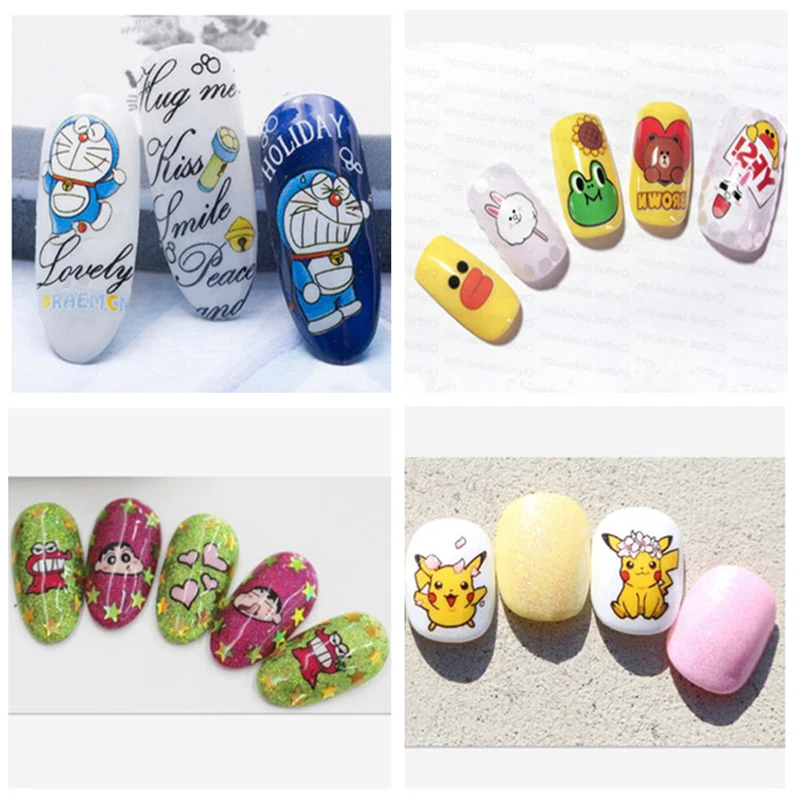 5 шт./лот Японский Мультфильм Шаблон Дети Пользу DIY Nail Art Water Transfer Наклейки Для