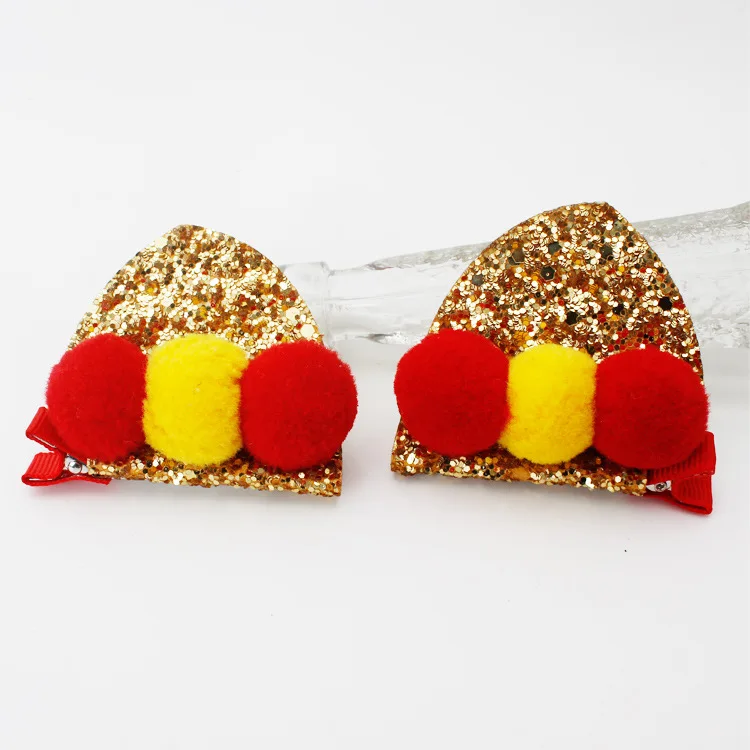 2pcs 08 2 шт Новые стерео двойные кошачьи клипса для уха с блестками уши девушки заколки для волос милые кроличьи уши форма шпильки для детей аксессуары для волос - Цвет: 2pcs 08