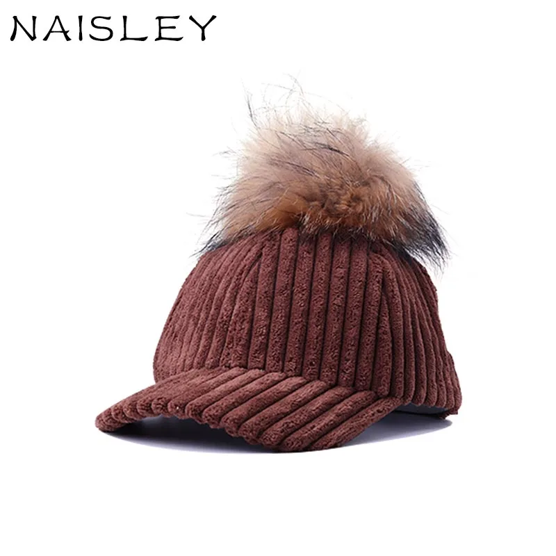 Naisley новые женские Модные шляпа Бейсбол женский Кепки реального норки англичане