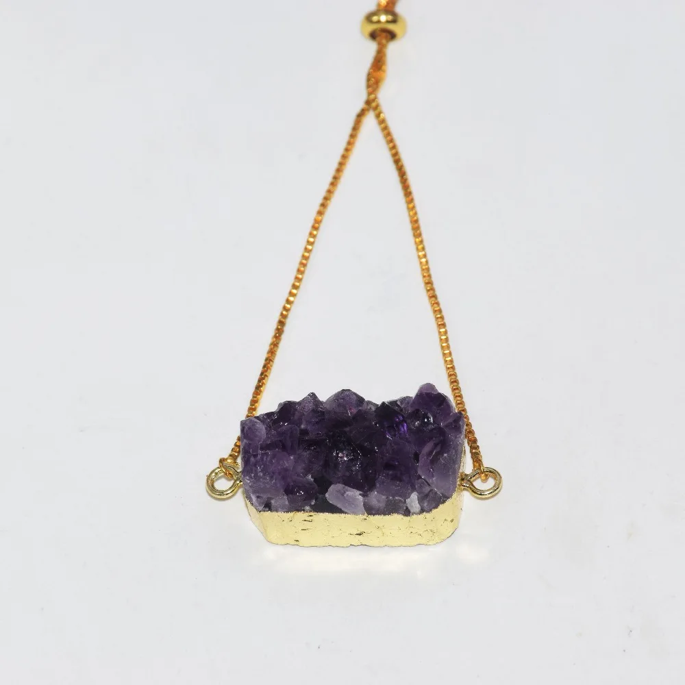 Новый стиль модные ювелирные изделия натуральный жеод Druzy amethysts коннектор