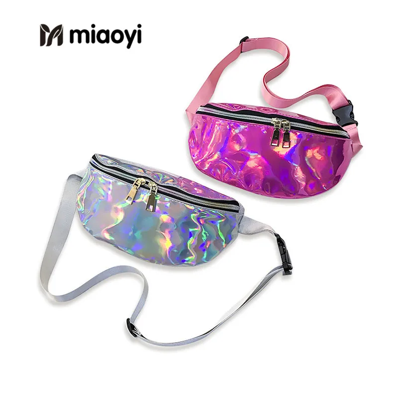 5 цветов для девочек Радуга ПУ Лазерная прозрачные Fanny Pack 2018 Новый Для женщин бум