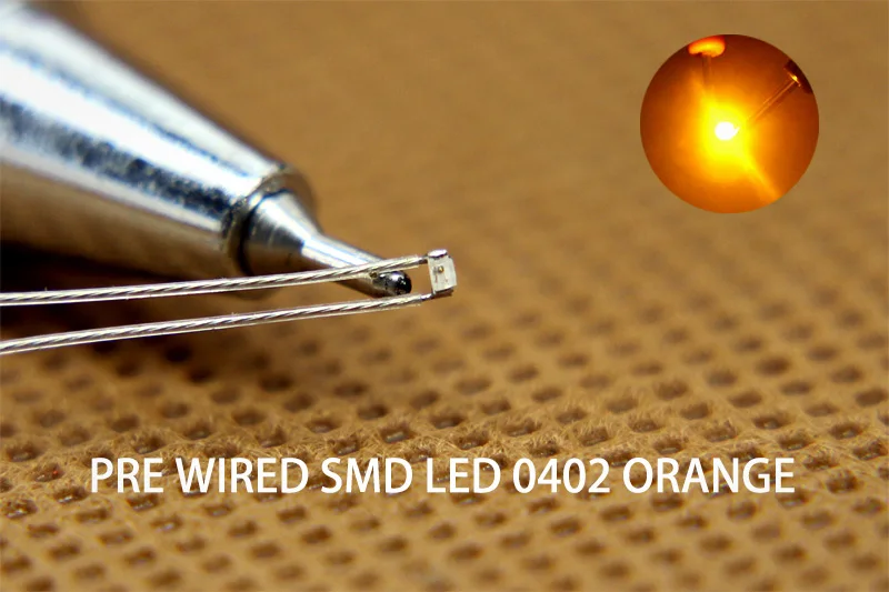 0402 SMD Led 20 шт предварительно припаянные micro litz Проводные провода красный желтый зеленый синий оранжевый T0402 - Цвет: Orange