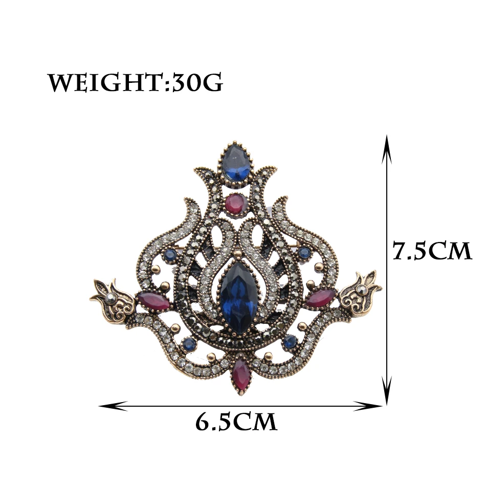New Antique Morocco Flower Brooch Retro Gold Color Brooches Broches Crystal Woman Hijab Pins High Quality Jewelry Drop Shipping | Украшения